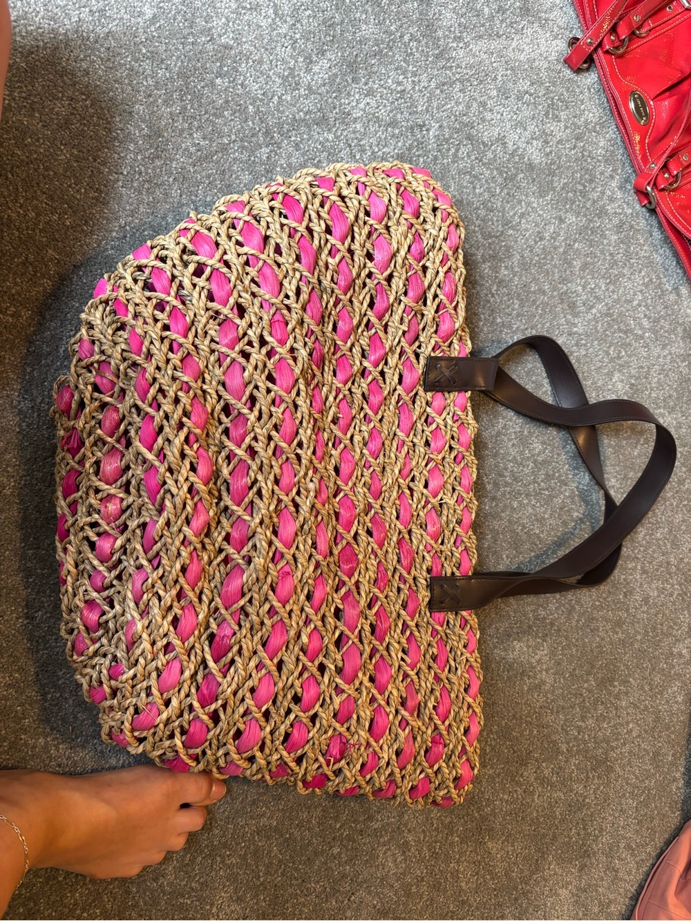 Relativity Pink and Brown Woven Tote